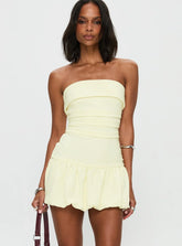 Mousse Strapless Mini Dress Lemon